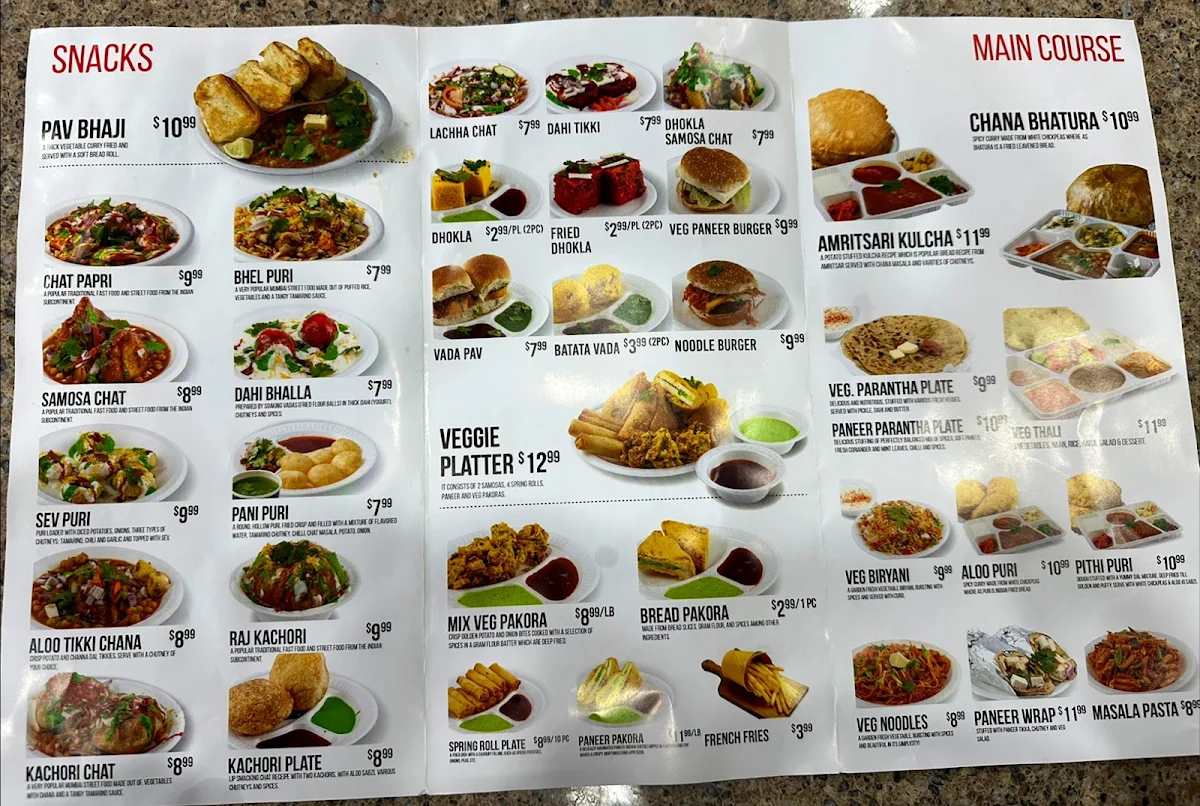 Menu, Chat Hut Sweets & Restaurant