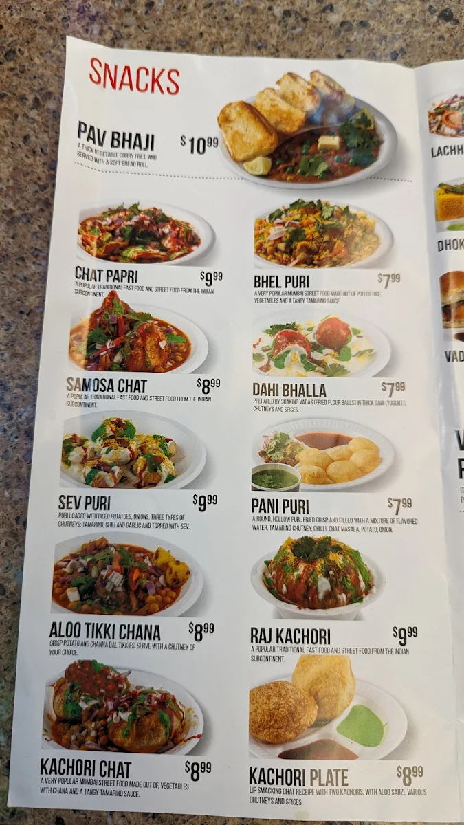 Menu, Chat Hut Sweets & Restaurant