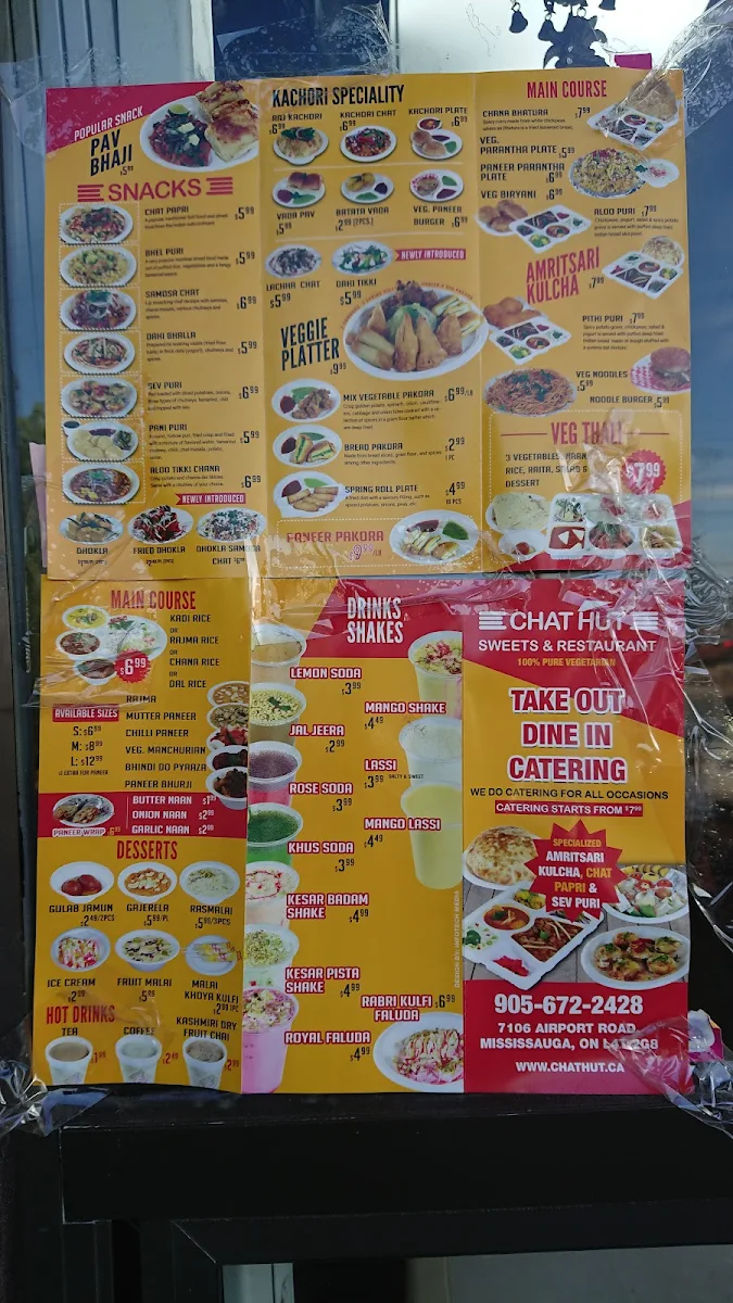 Menu, Chat Hut Sweets & Restaurant