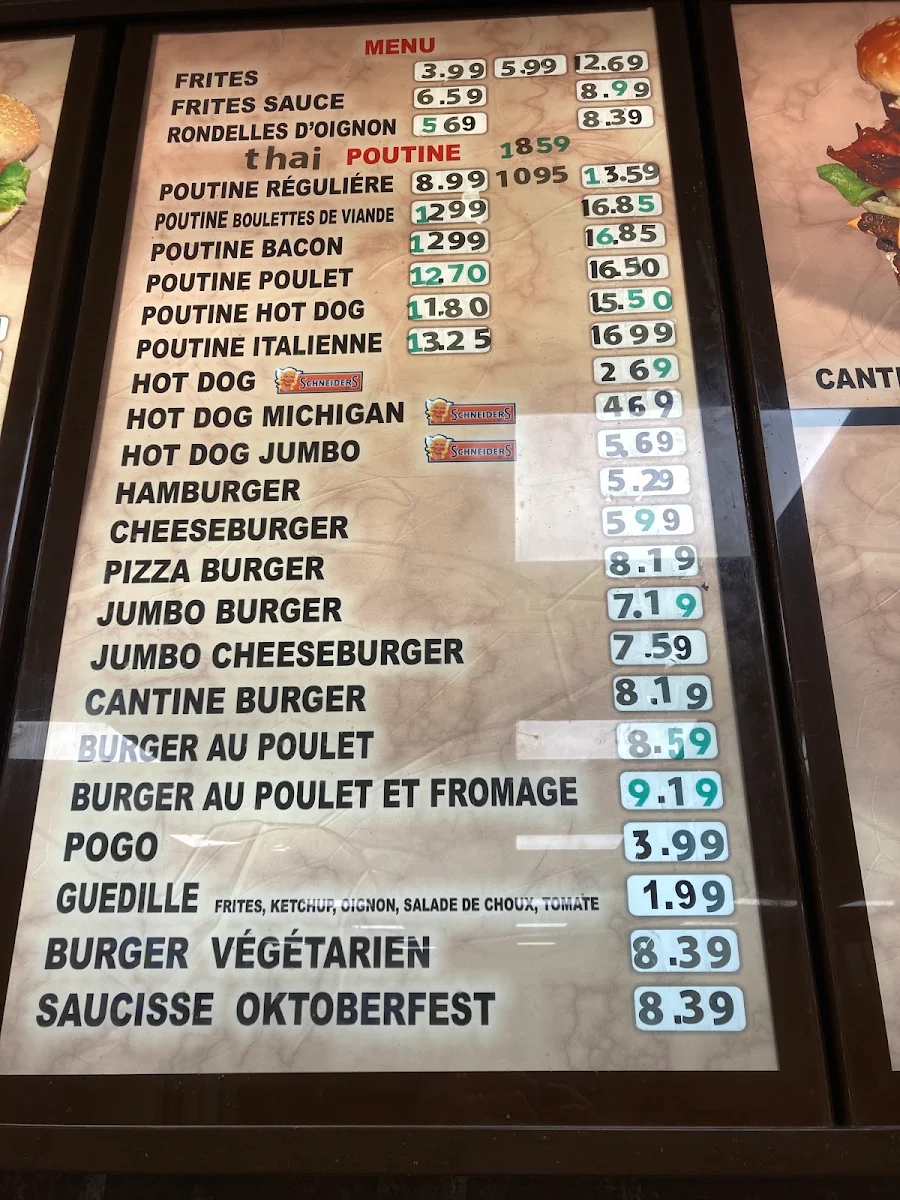 Menu, Resto Route 139
