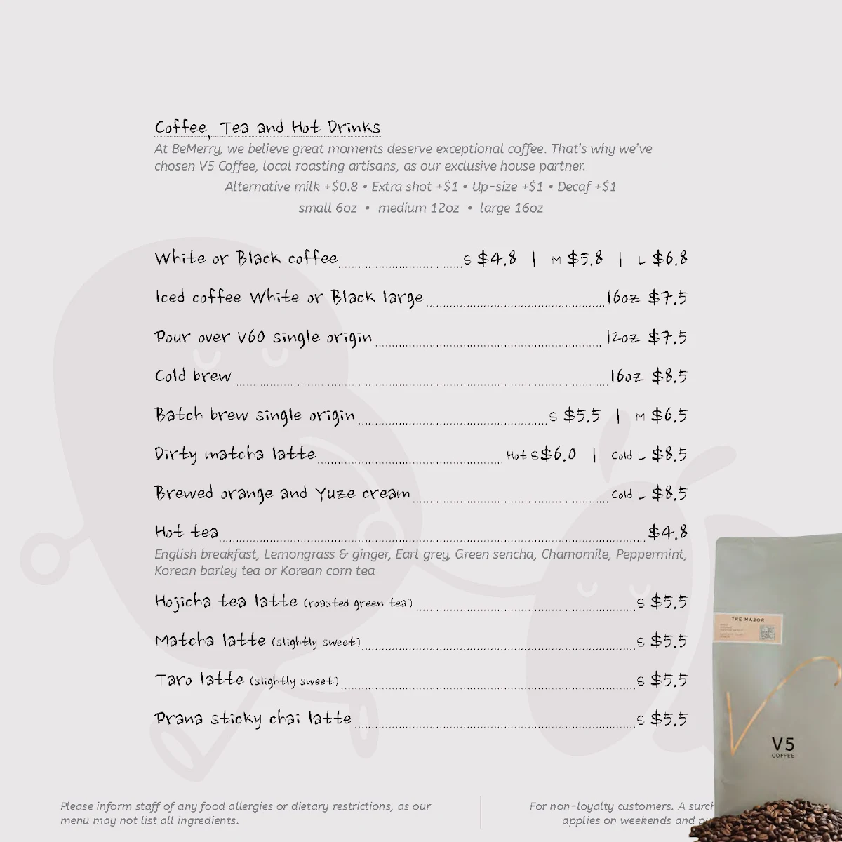 Menu, Behind Merry