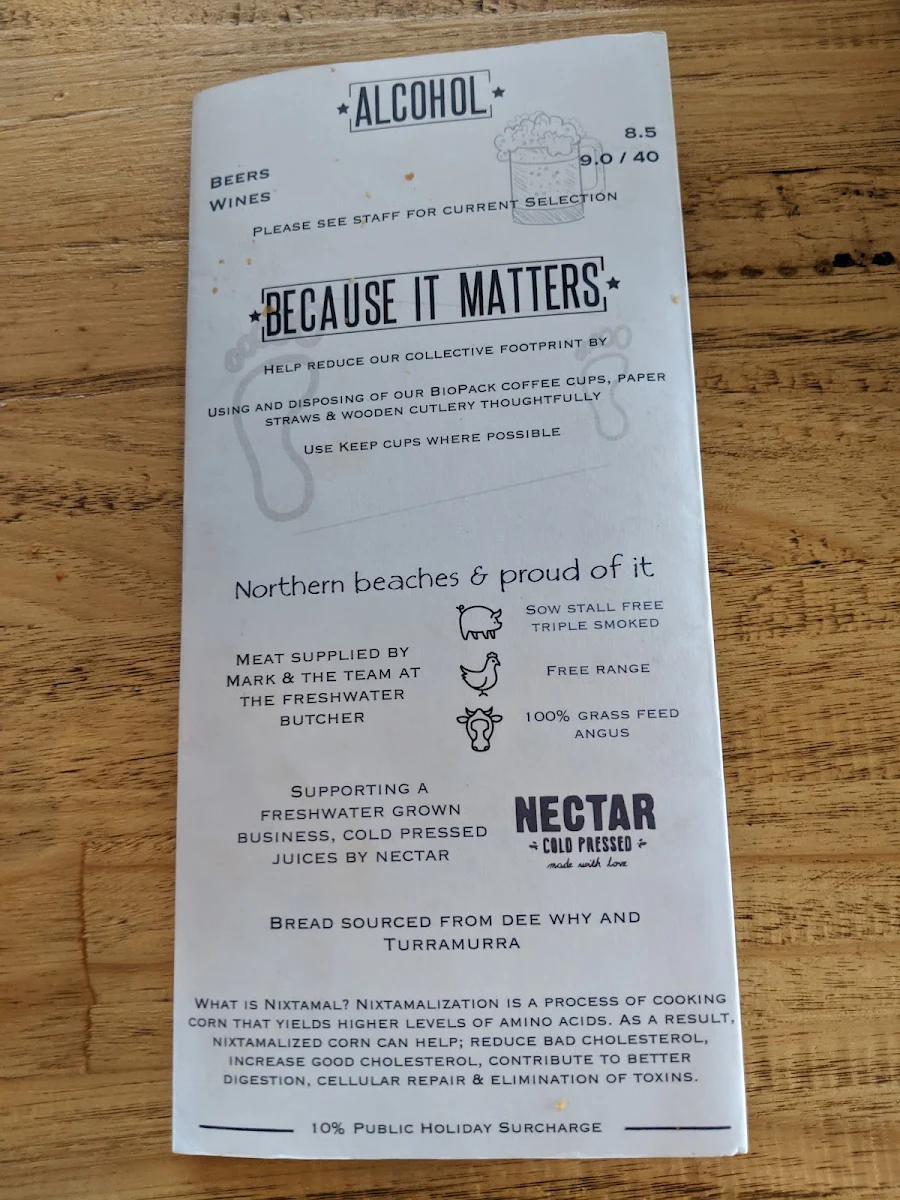 Menu, Shaka Cafe