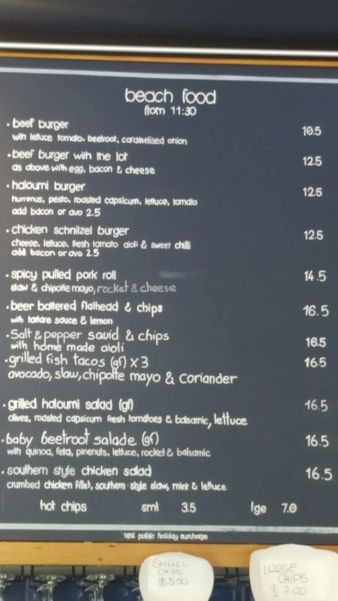 Menu, Shaka Cafe