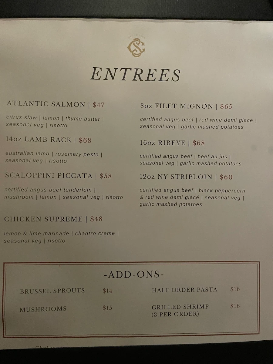 Menu, The Cook's Shop
