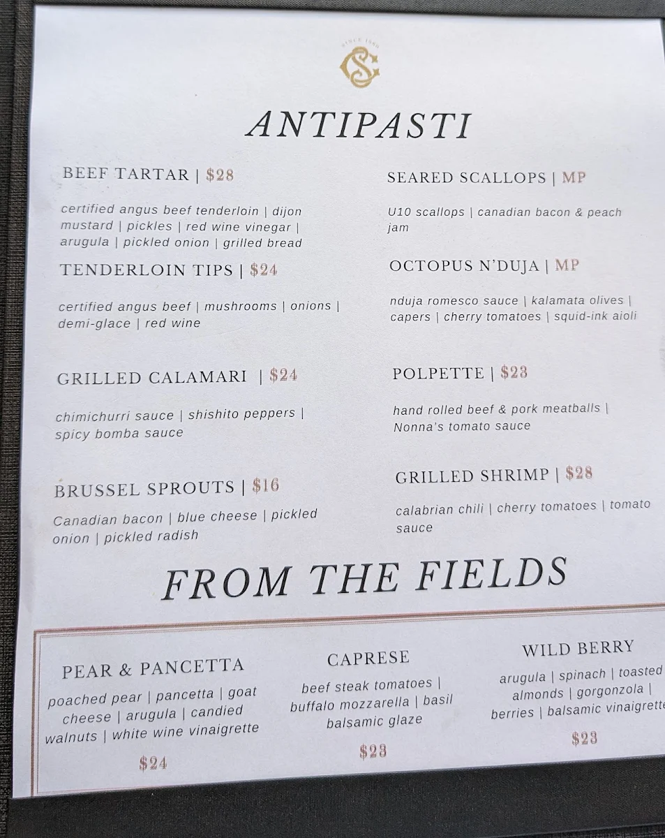 Menu, The Cook's Shop
