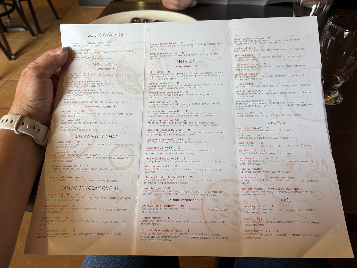 Menu, Inchin's Indian Kitchen