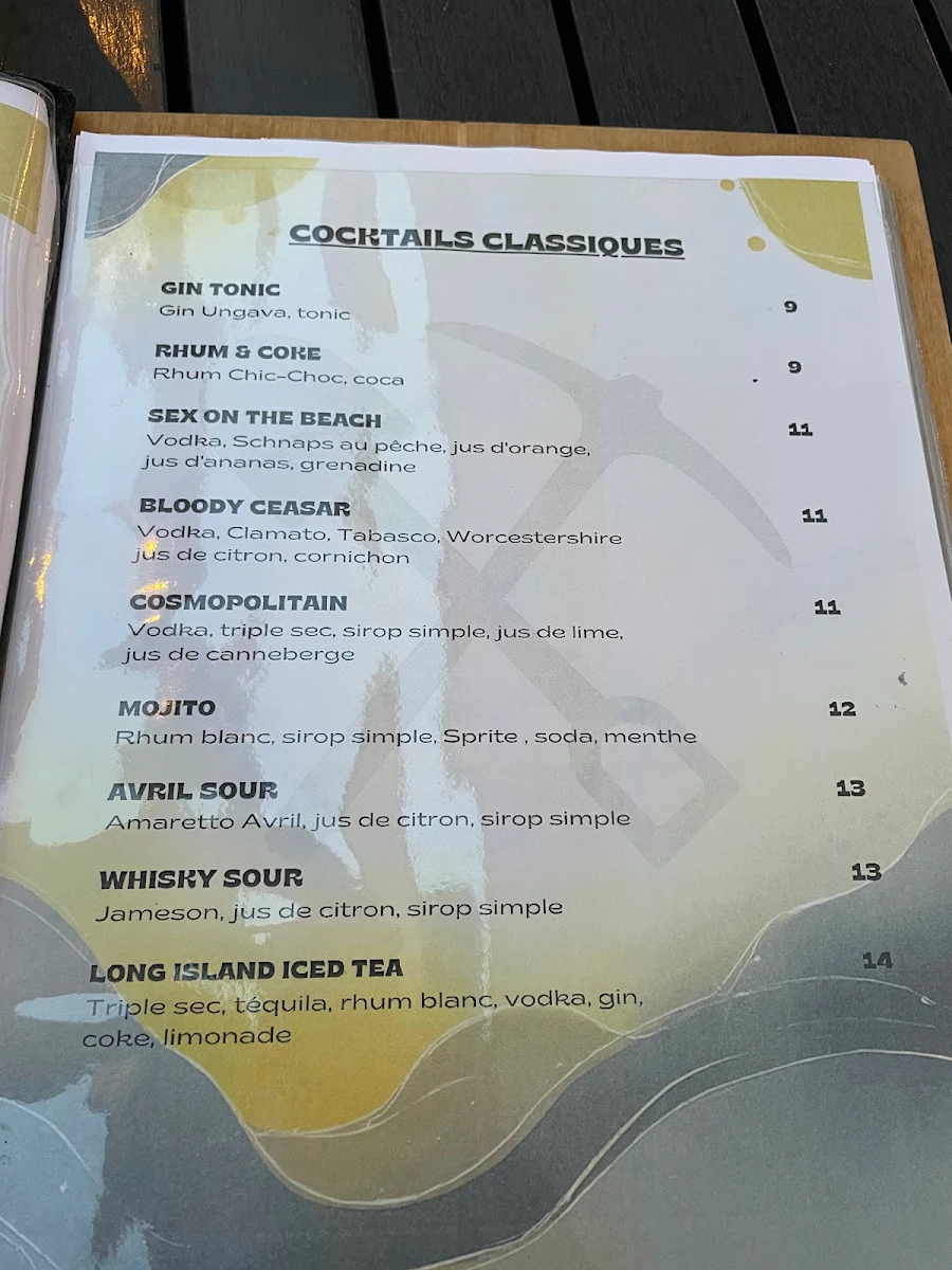 Menu, Le Prospecteur - Microbrasserie