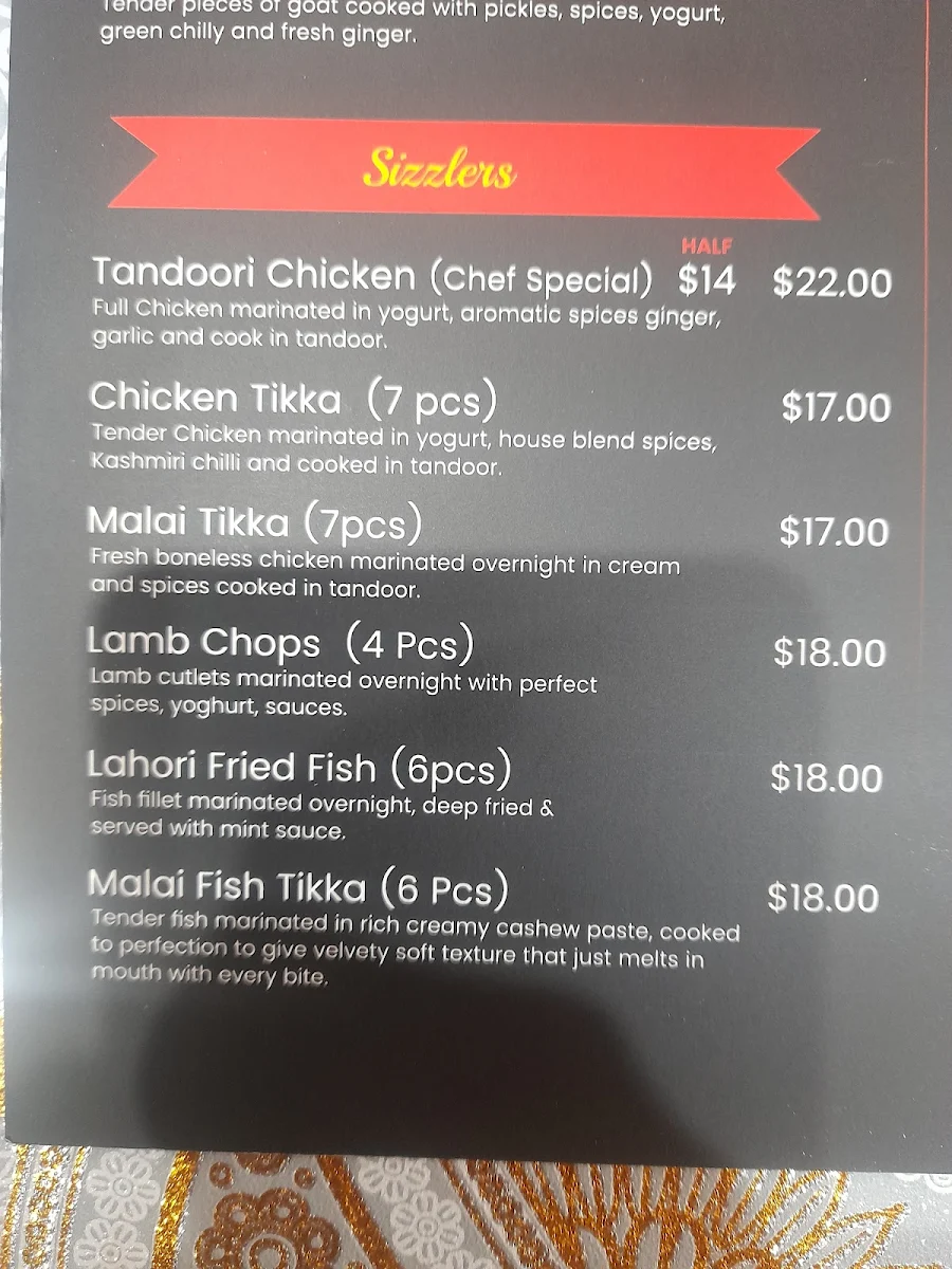 Menu, 4 Seasonz Indian Restaurant