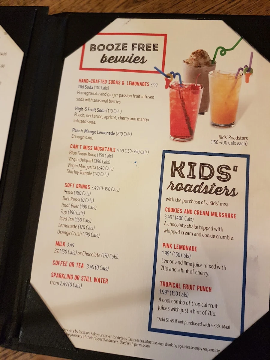 Menu, Kelseys Original Roadhouse