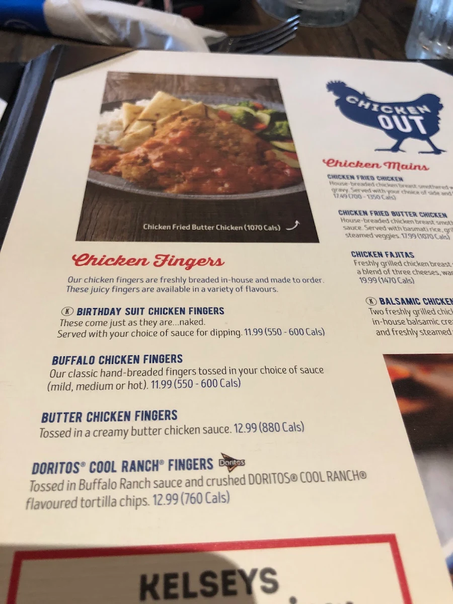 Menu, Kelseys Original Roadhouse