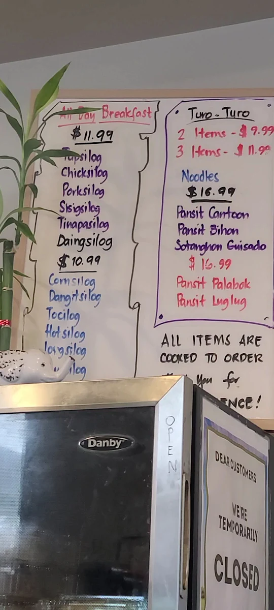 Menu, Tapsilog Filipino Cuisine