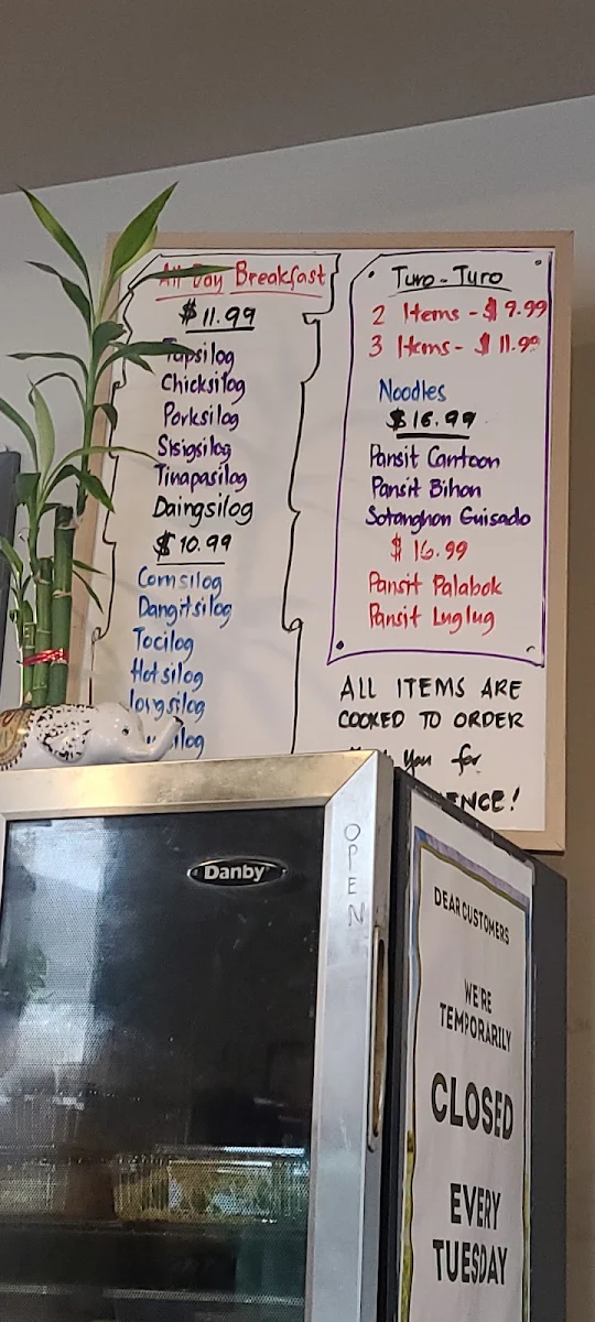 Menu, Tapsilog Filipino Cuisine