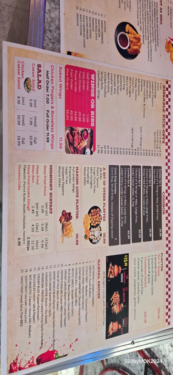 Menu, WingO Restaurant