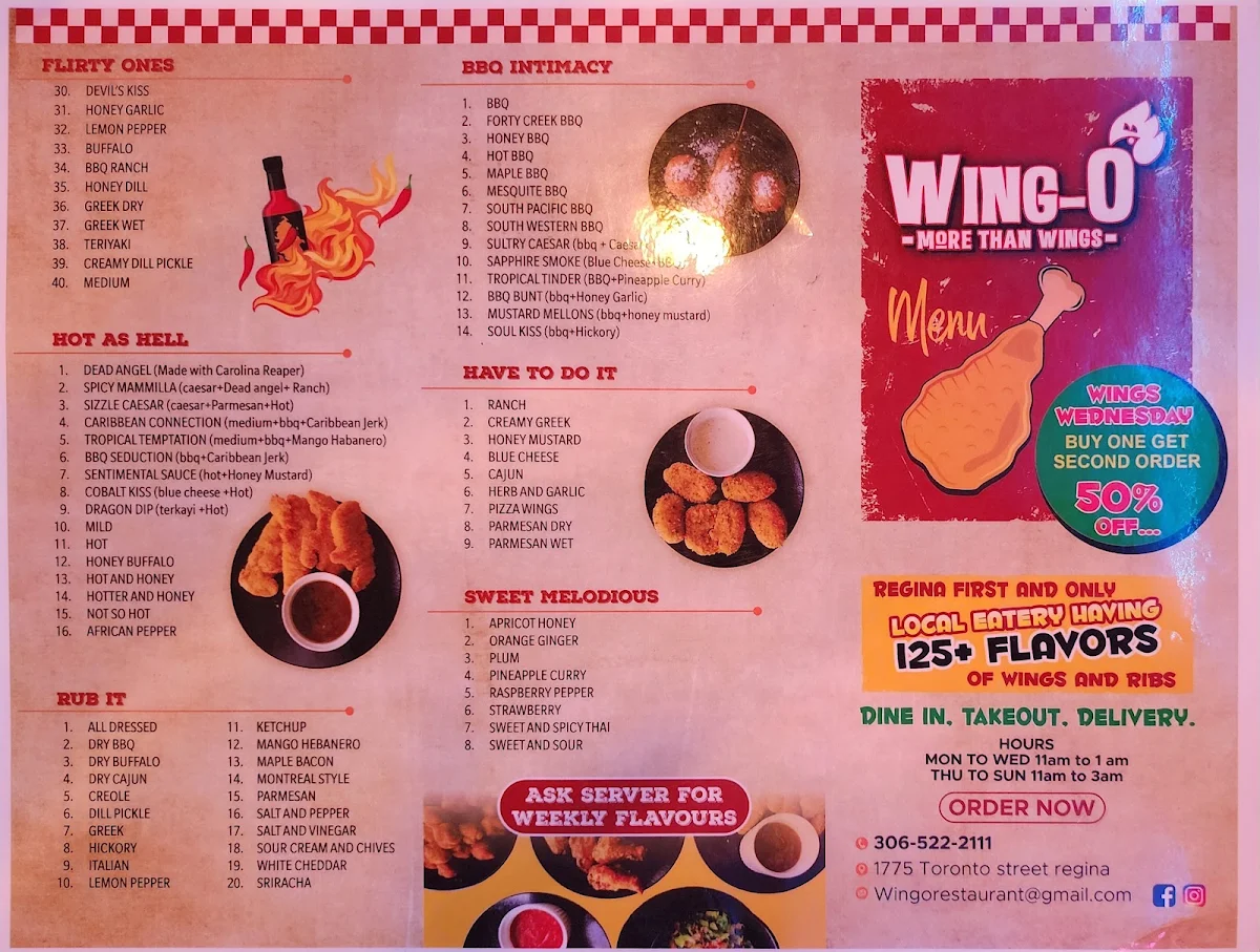 Menu, WingO Restaurant
