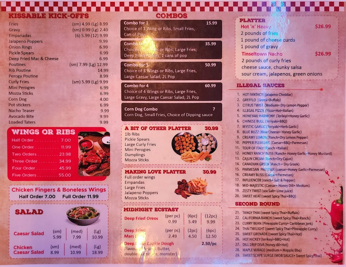 Menu, WingO Restaurant