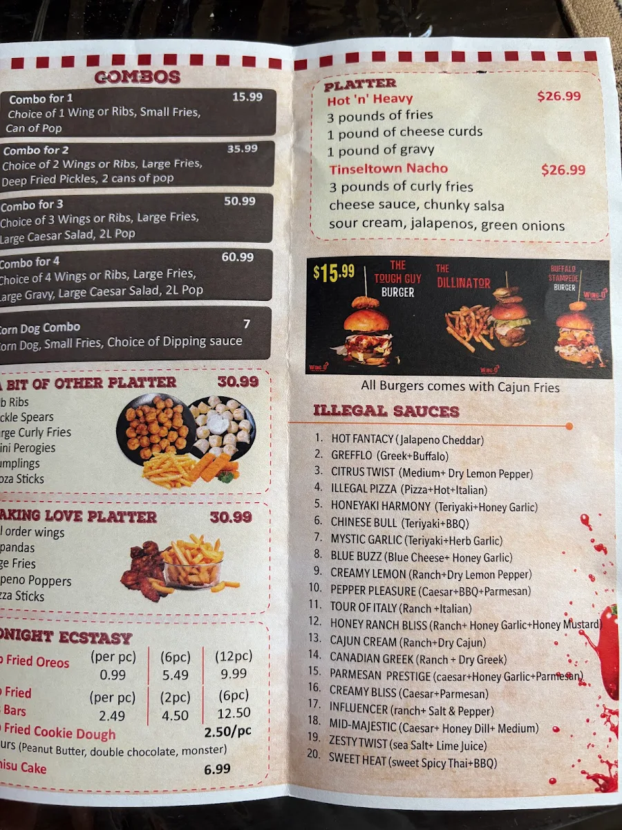 Menu, WingO Restaurant