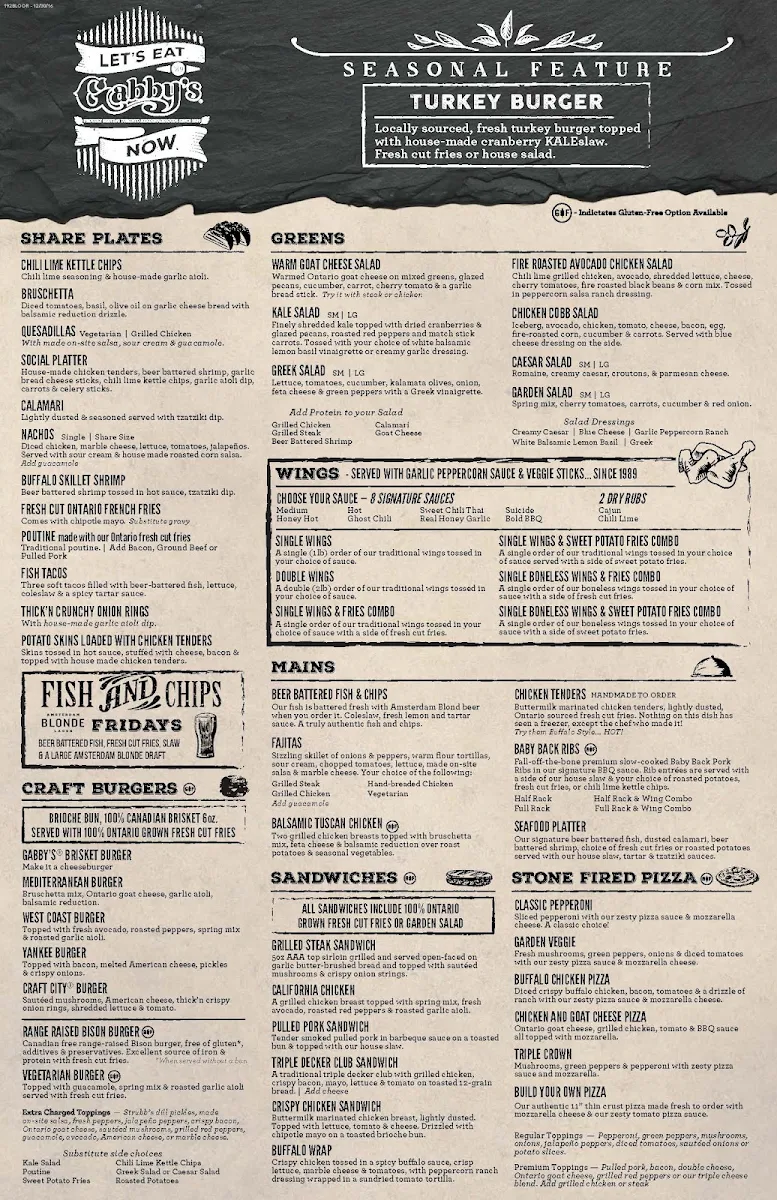 Menu, Gabby's - Isabella Hotel