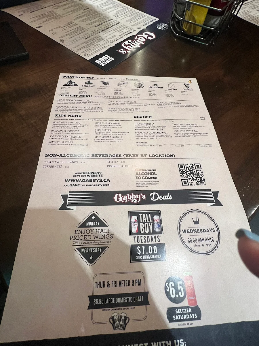 Menu, Gabby's - Isabella Hotel