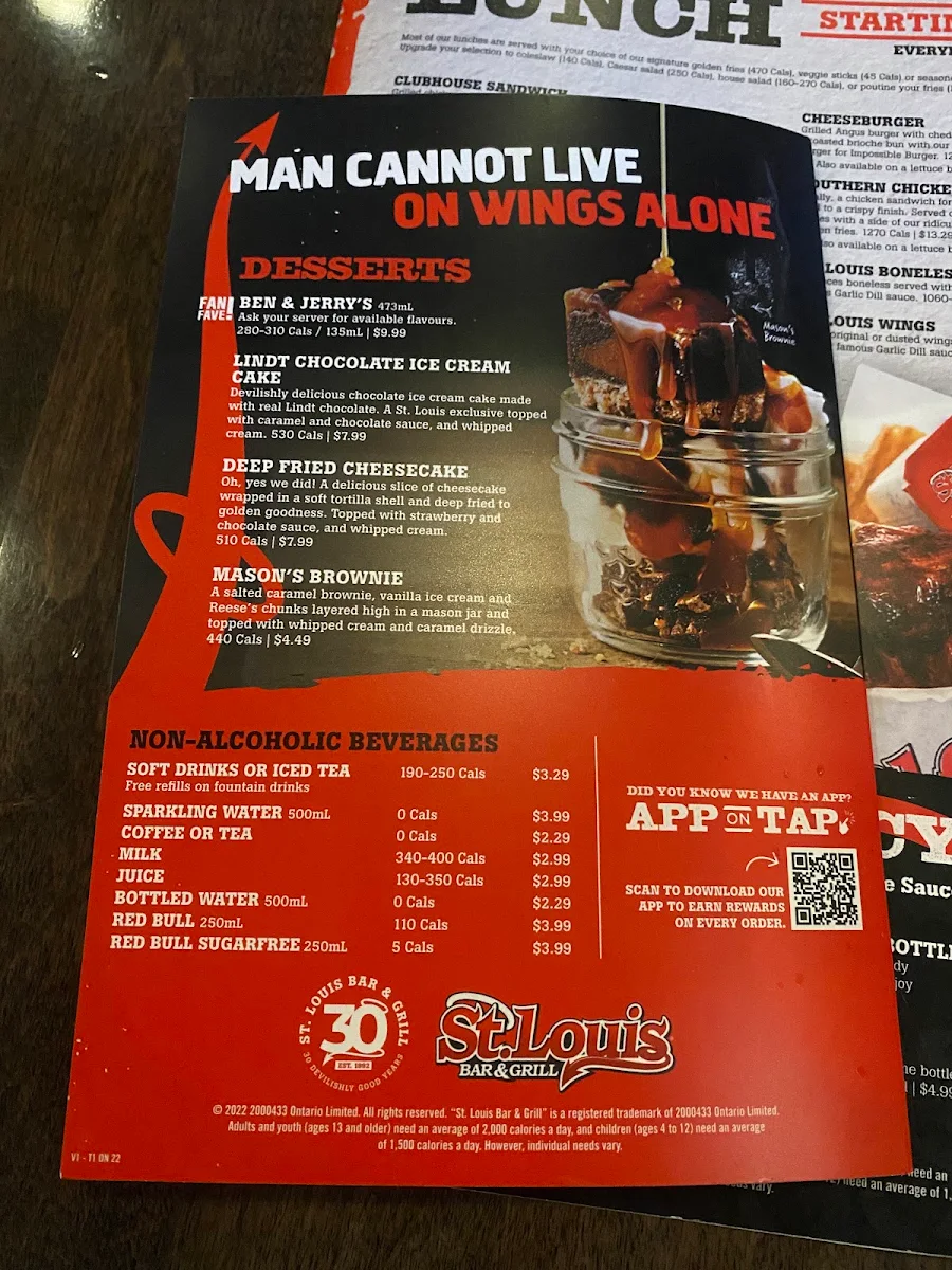 Menu, St. Louis Bar & Grill