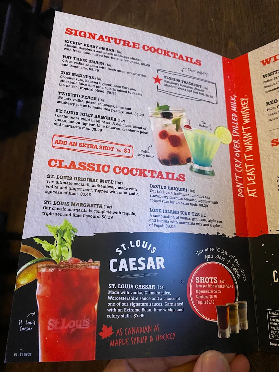 Menu, St. Louis Bar & Grill