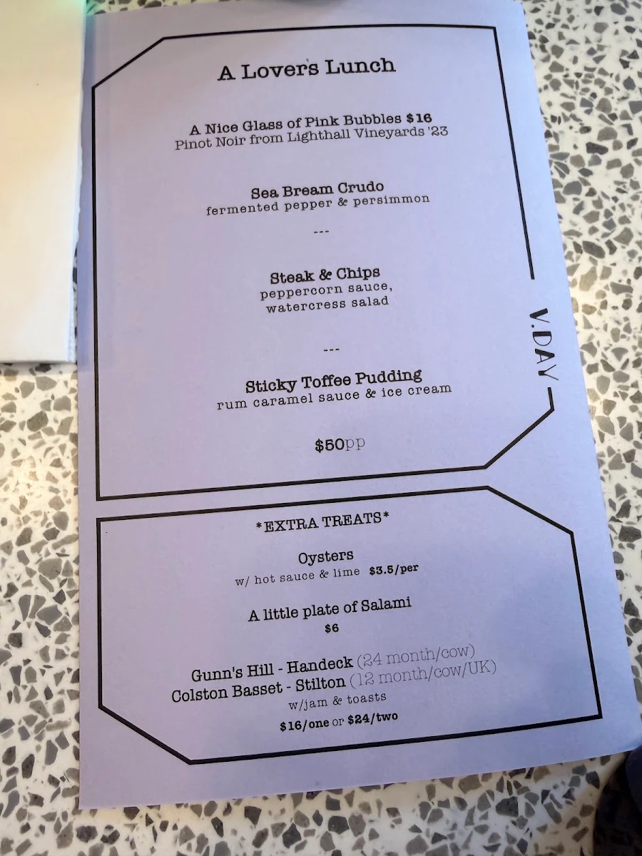 Menu, Donna’s