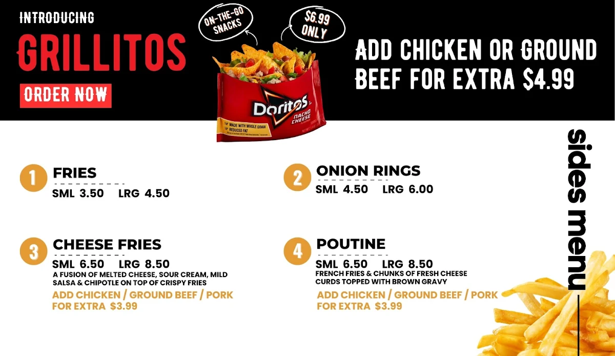 Menu, Grillies (Bayview- Toronto)