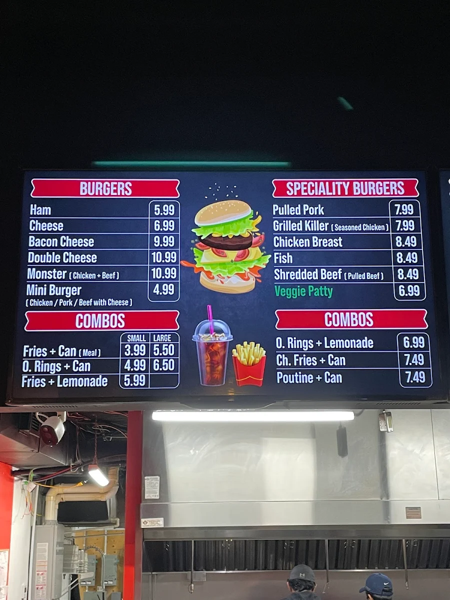 Menu, Grillies (Bayview- Toronto)