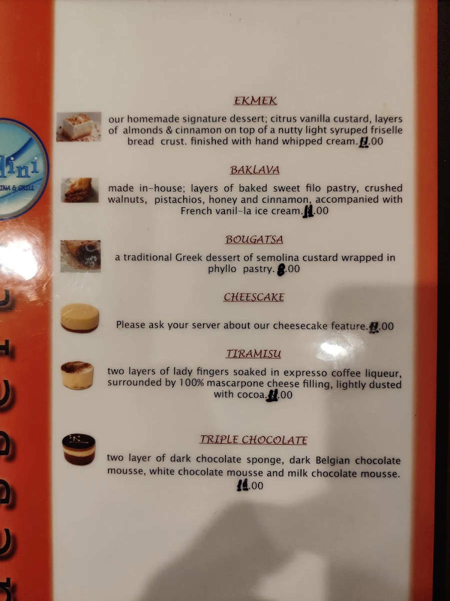 Menu, Galini Greek Kouzina & Grill