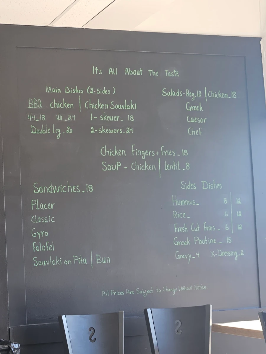 Menu, Chicken Place