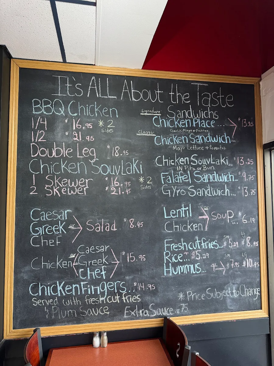 Menu, Chicken Place