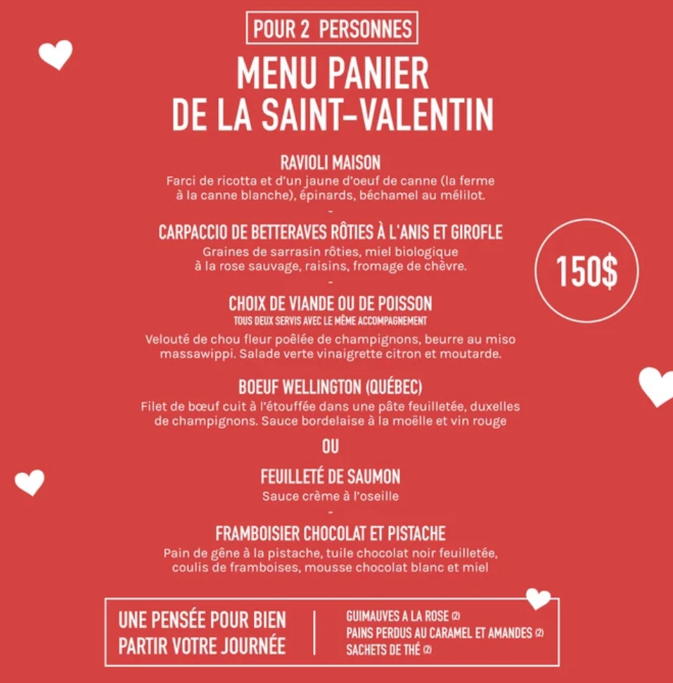 Menu, Les Enfants Terribles — L'Île-des-Sœurs