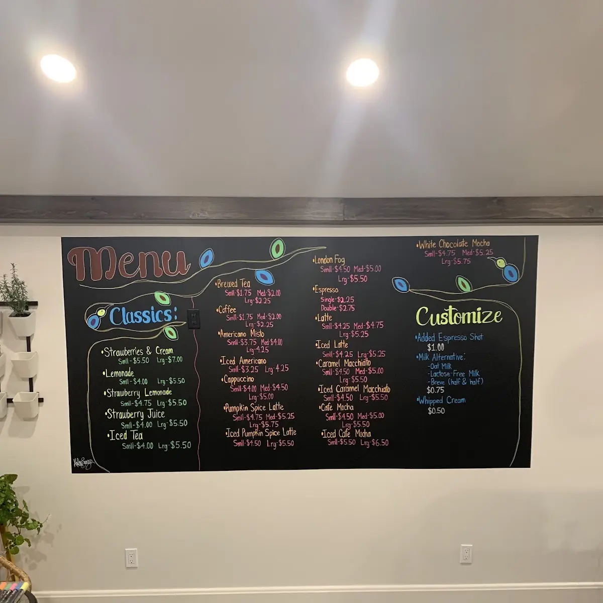 Menu, Sweet Tree Cafe