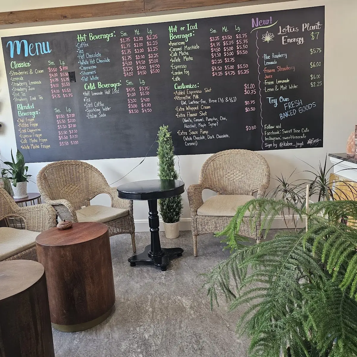 Menu, Sweet Tree Cafe