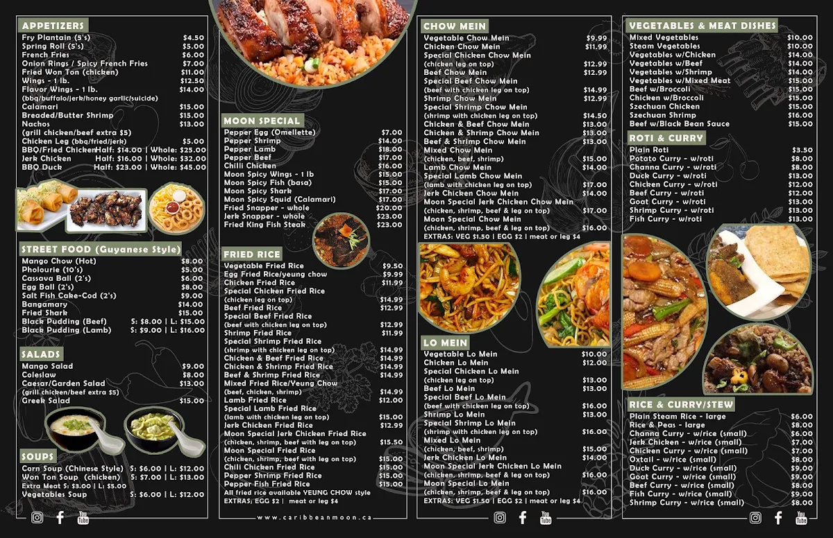 Menu, Caribbean Moon Restaurant Bar & Grill