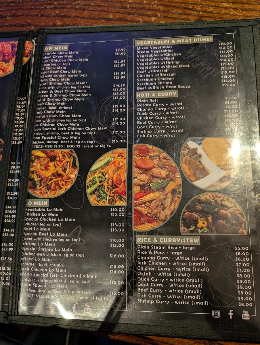 Menu, Caribbean Moon Restaurant Bar & Grill