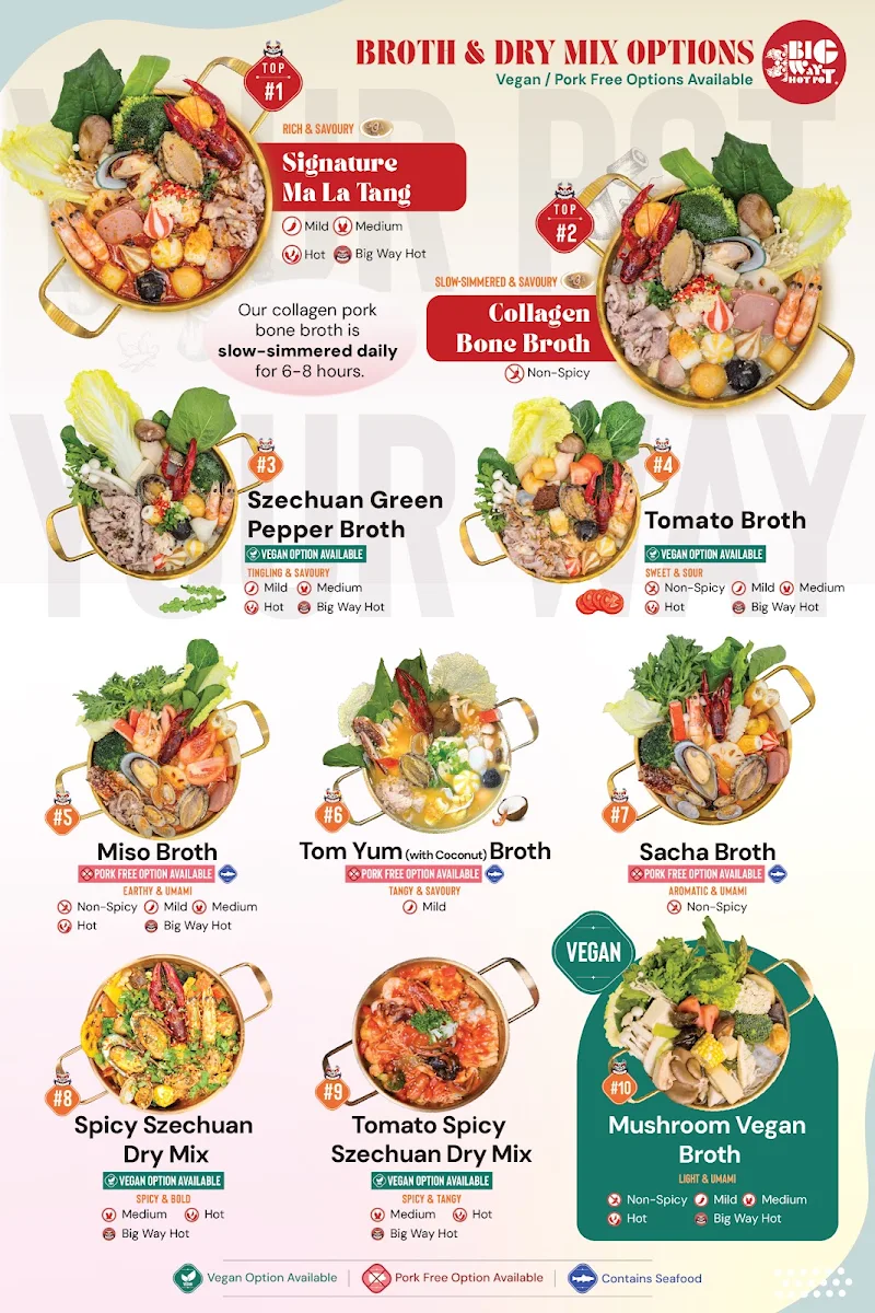 Menu, Big Way Hot Pot (Lougheed)