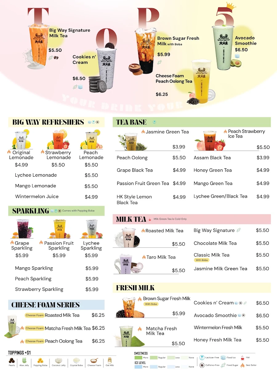 Menu, Big Way Hot Pot (Lougheed)