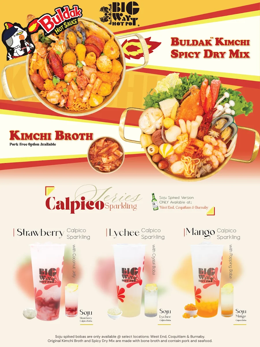 Menu, Big Way Hot Pot (Lougheed)