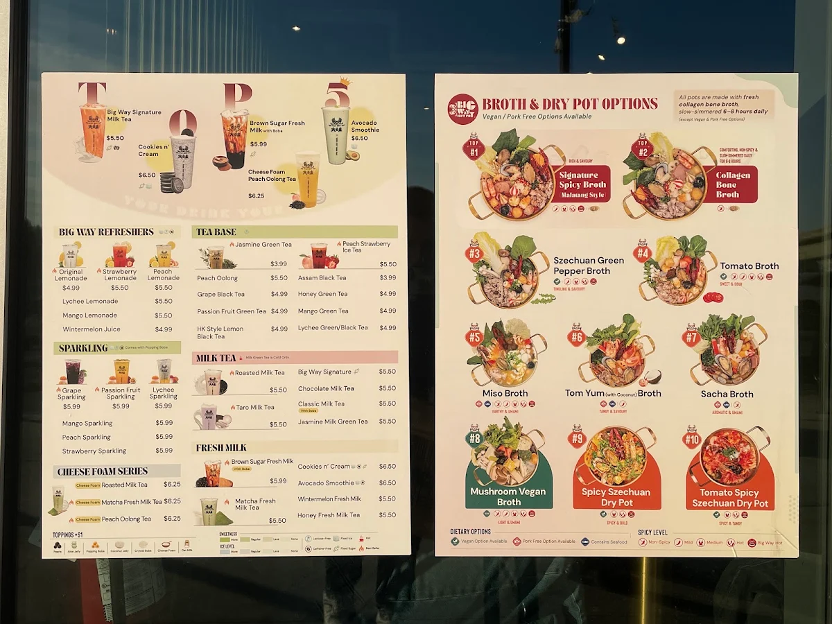 Menu, Big Way Hot Pot (Lougheed)