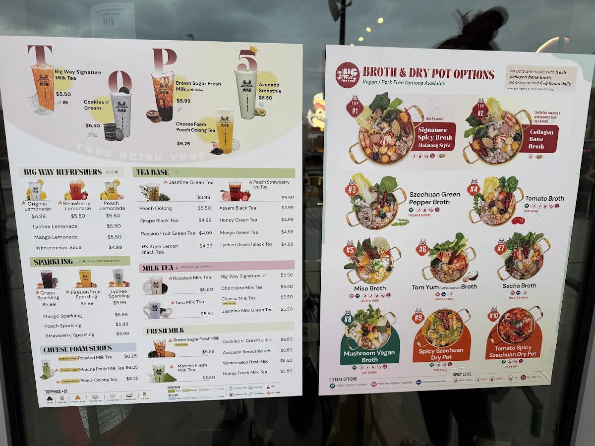 Menu, Big Way Hot Pot (Lougheed)