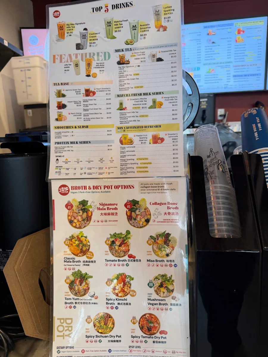 Menu, Big Way Hot Pot (Lougheed)