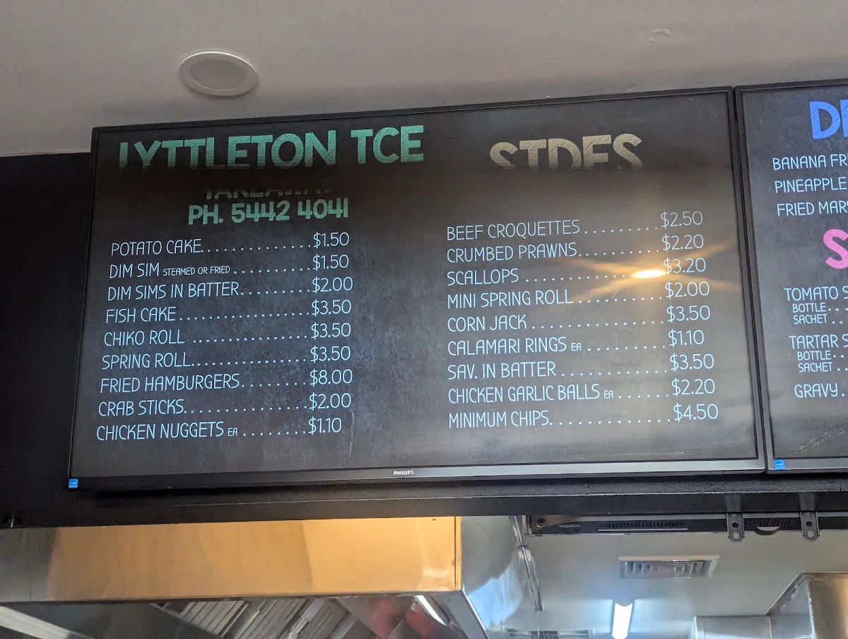 Menu, Lyttleton Terrace Takeaway