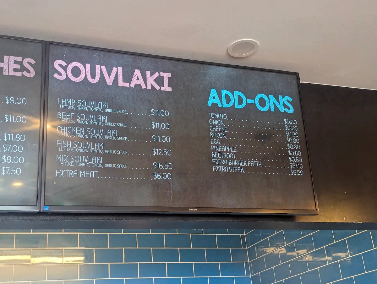 Menu, Lyttleton Terrace Takeaway