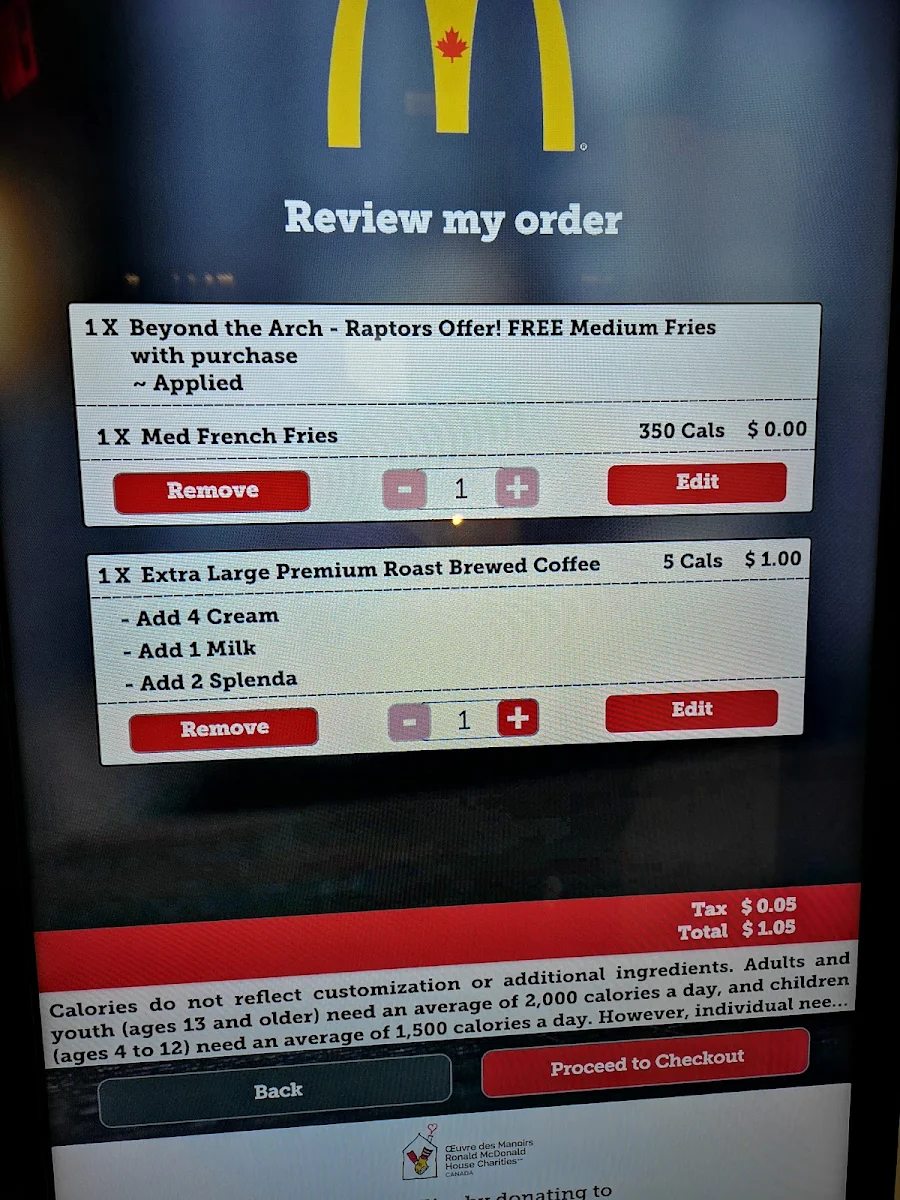 Menu, McDonald's