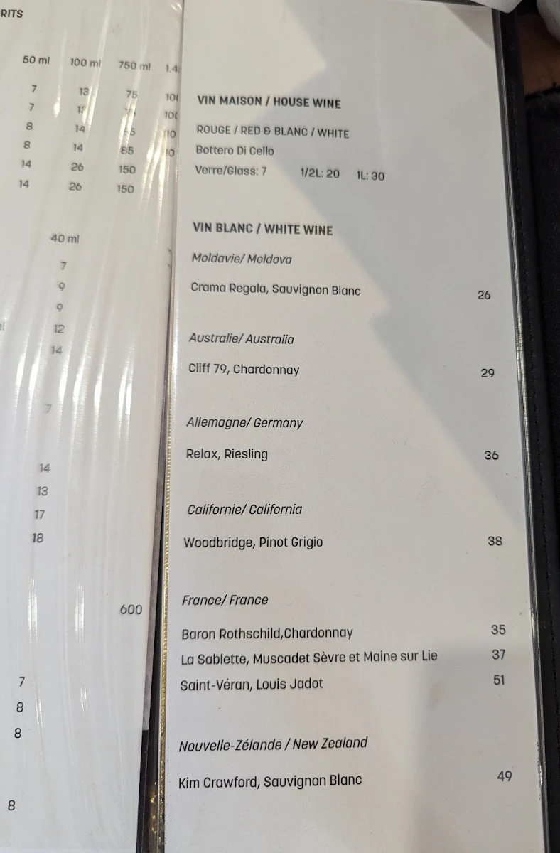 Menu, Restaurant Majeur