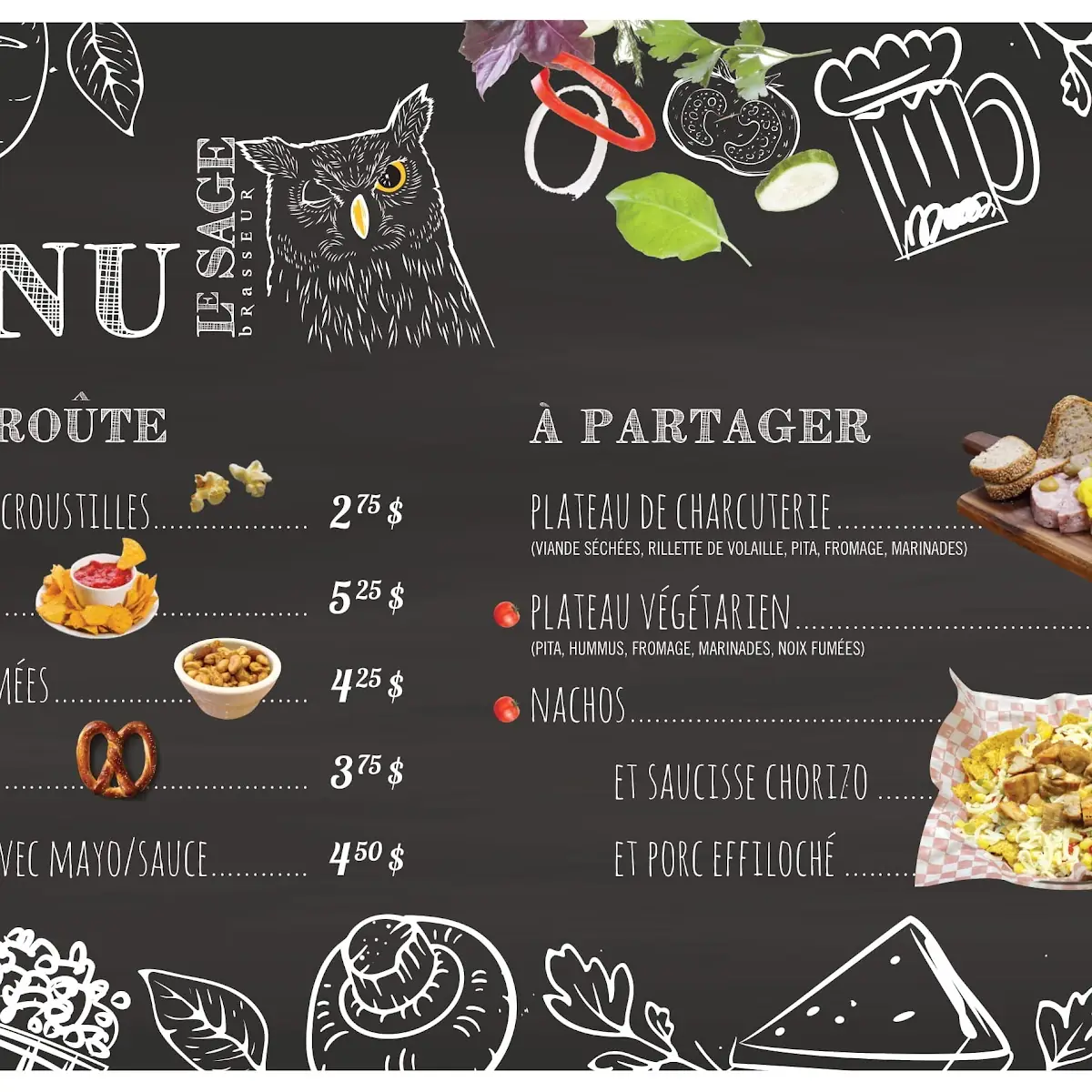 Menu, Le Sage Brasseur - Microbrasserie Artisanale
