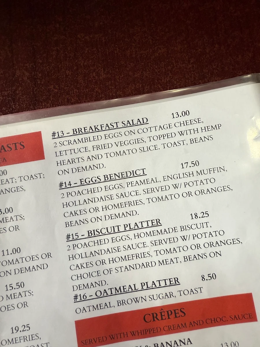Menu, Mama Sue's Diner Inc