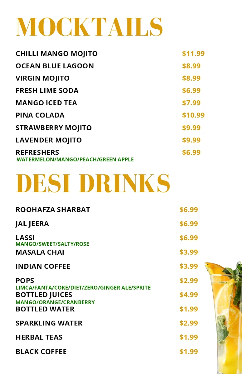 Menu, Bombay's Chutney