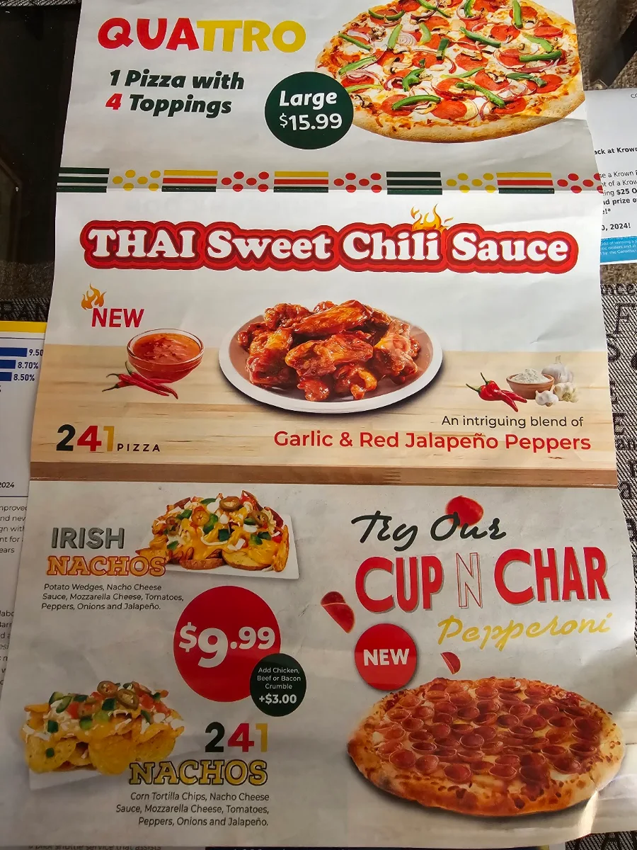 Menu, 241 Pizza