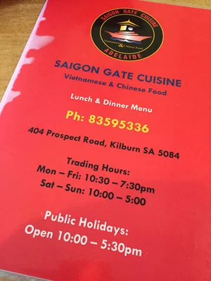 Menu, Saigon Gate Cuisine